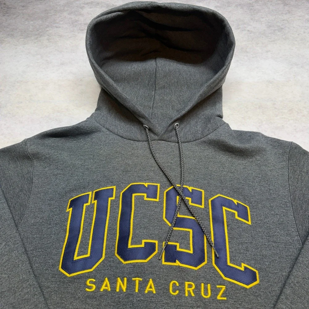 Champion UCSC Santa Cruz Hoodie‎ Mens Small Gray Y2K Collegiate Sweatshirt